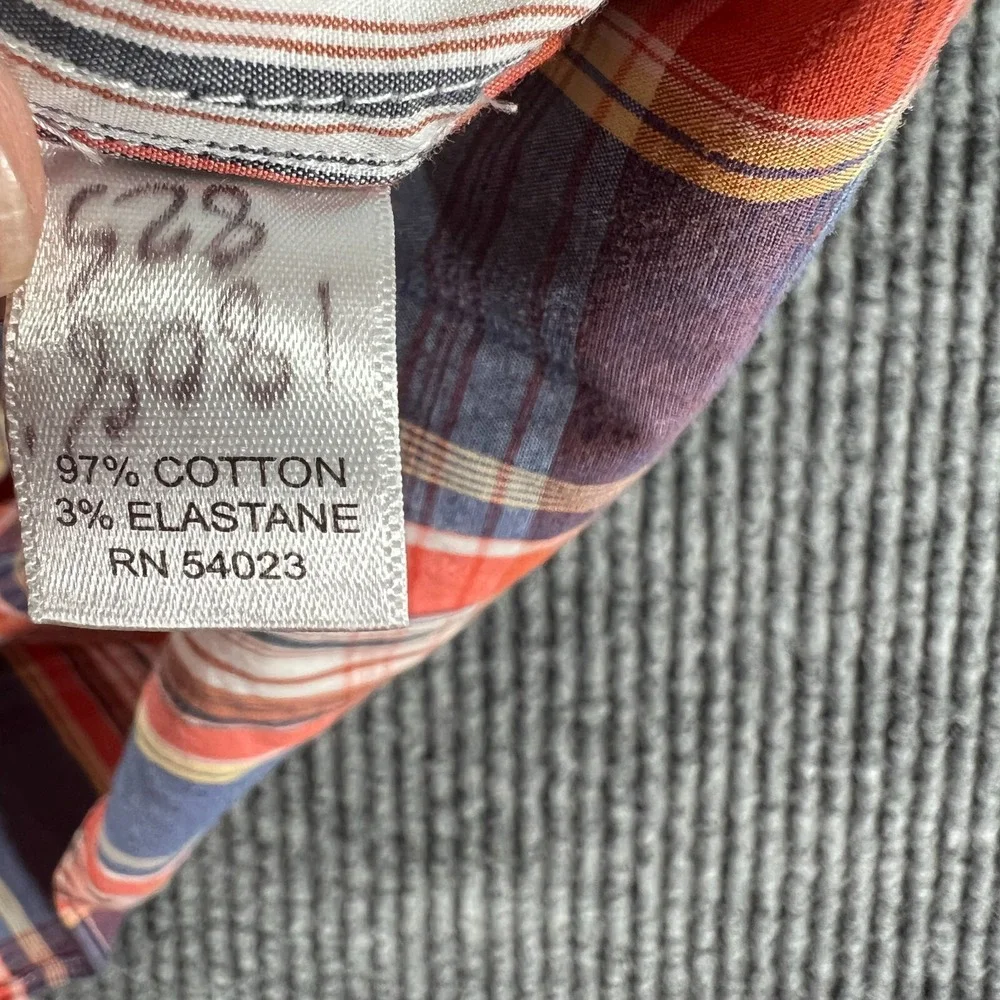 Banana Republic Mens Shirt Large Orange Plaid Long Sleeve Button Down Casual